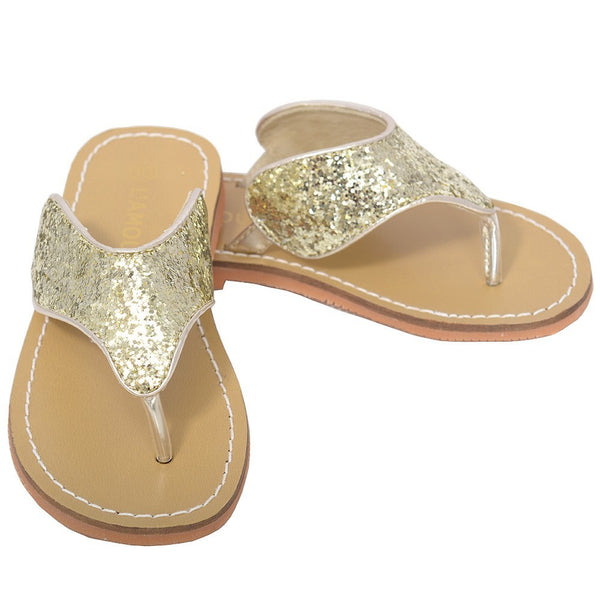 L'Amour Gold T Strap Flip Flop Summer Spring Sandal Toddler Girl 7-10 - SophiasStyle.com